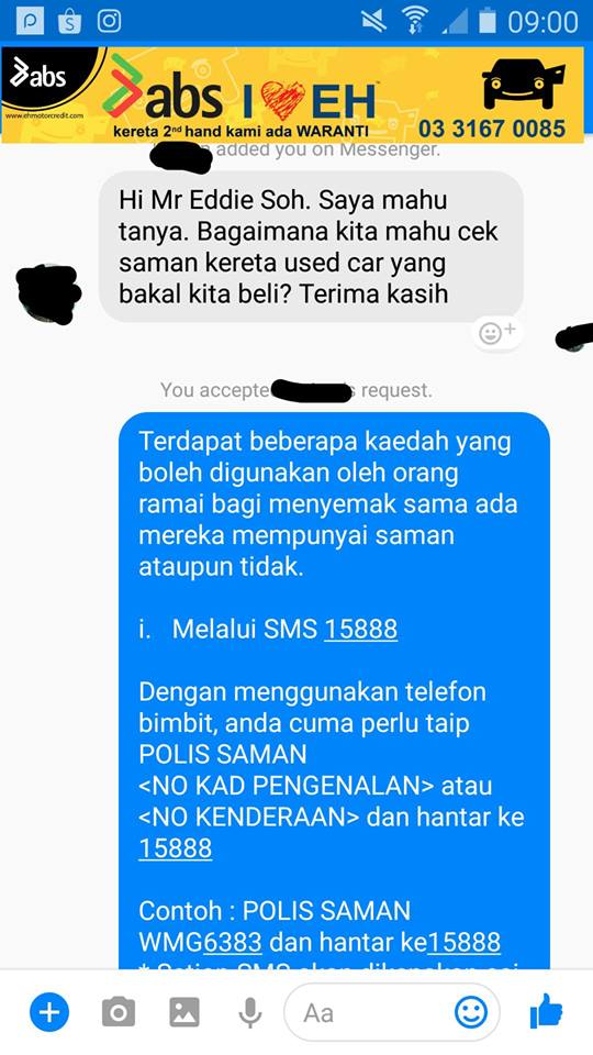 15888 sms check saman Semak Saman